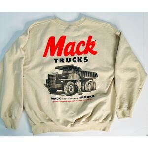 Mack Trucks sweatshirt crew neck dump truck pullover double sided XL